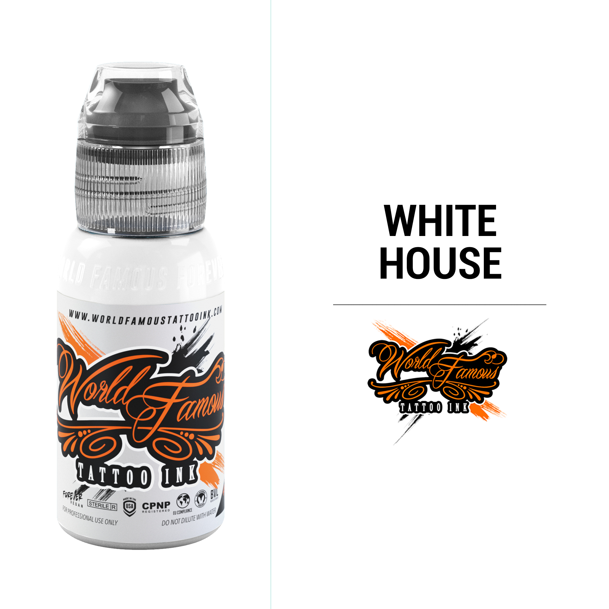 World Famous Tattoo Ink - White House Tattoo Ink - Professional Tattoo Ink  & Tattoo Supplies - Skin-Safe Permanent Tattooing in Bold Shades - Vegan &  Non-Toxic (1 oz) 