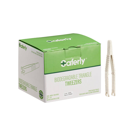 Saferly Medical Biodegradable Sterilized Triangle Tip Tweezers — Box of 25 Saferly Medical Biodegradable Sterilized Triangle Tip Tweezers — Box of 25