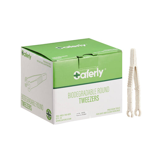 Saferly Medical Biodegradable Sterilized Round Tip Tweezers — Box of 25 Saferly Medical Biodegradable Sterilized Round Tip Tweezers — Box of 25