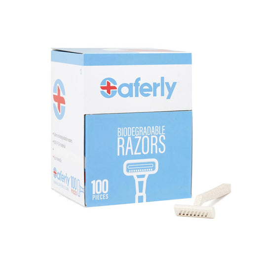 Saferly Stainless Steel Biodegradable Skin Prep Razors — Box of 100 Saferly Stainless Steel Biodegradable Skin Prep Razors — Box of 100