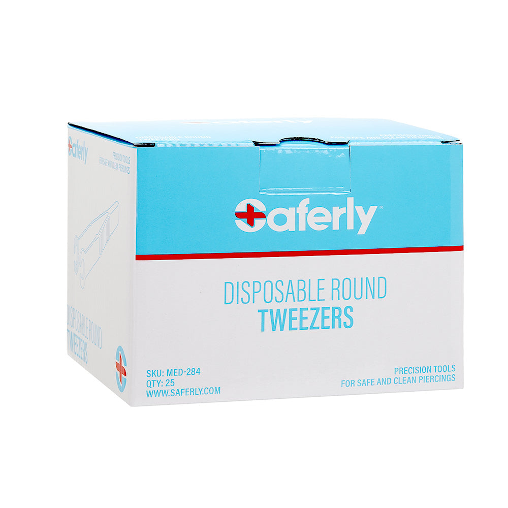 Saferly Medical Sterilized Round Tweezers - Single or Case of 25