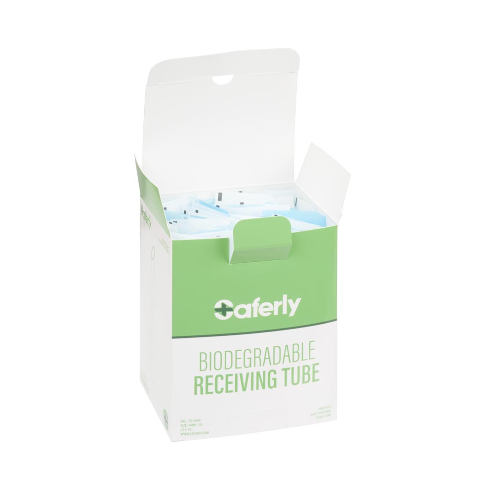 Saferly Biodegradable Receiving Tubes — Box of 50 — Pick Size