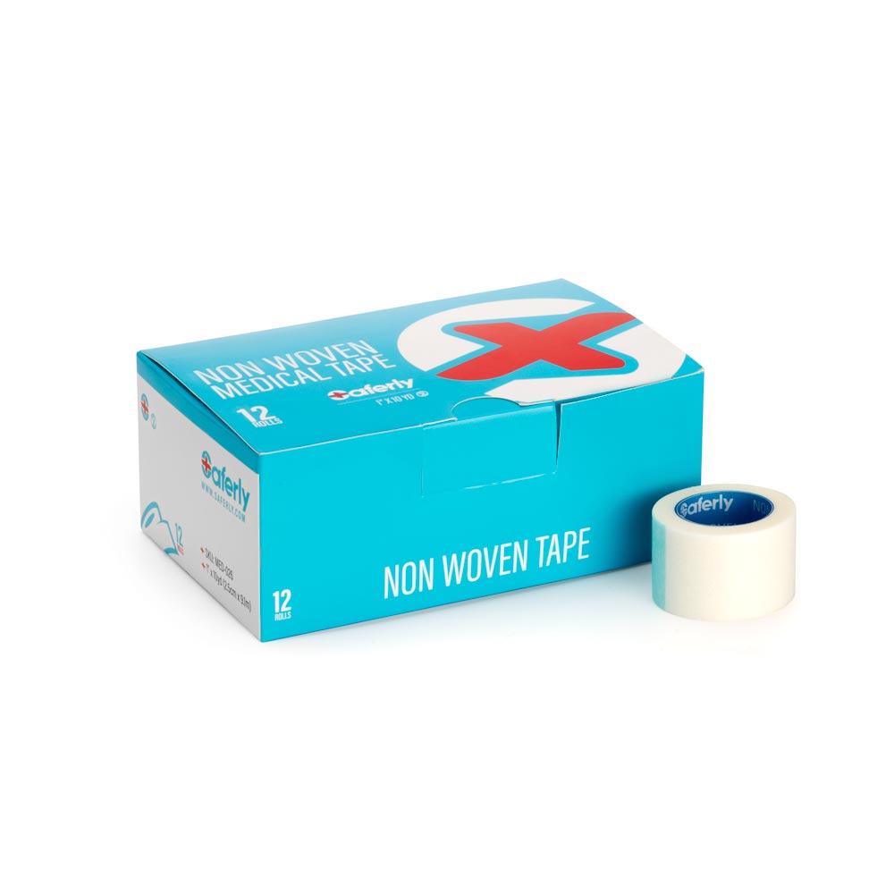 Saferly Non-Woven Paper Medical Cloth Tape — Case of 12 Rolls