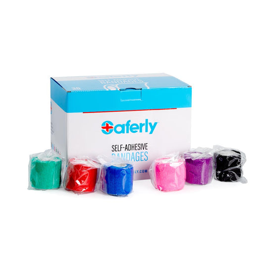 Saferly 2” Medical Cohesive Wrap — Assorted Colors — Case of 36 Saferly 2” Medical Cohesive Wrap — Assorted Colors — Case of 36