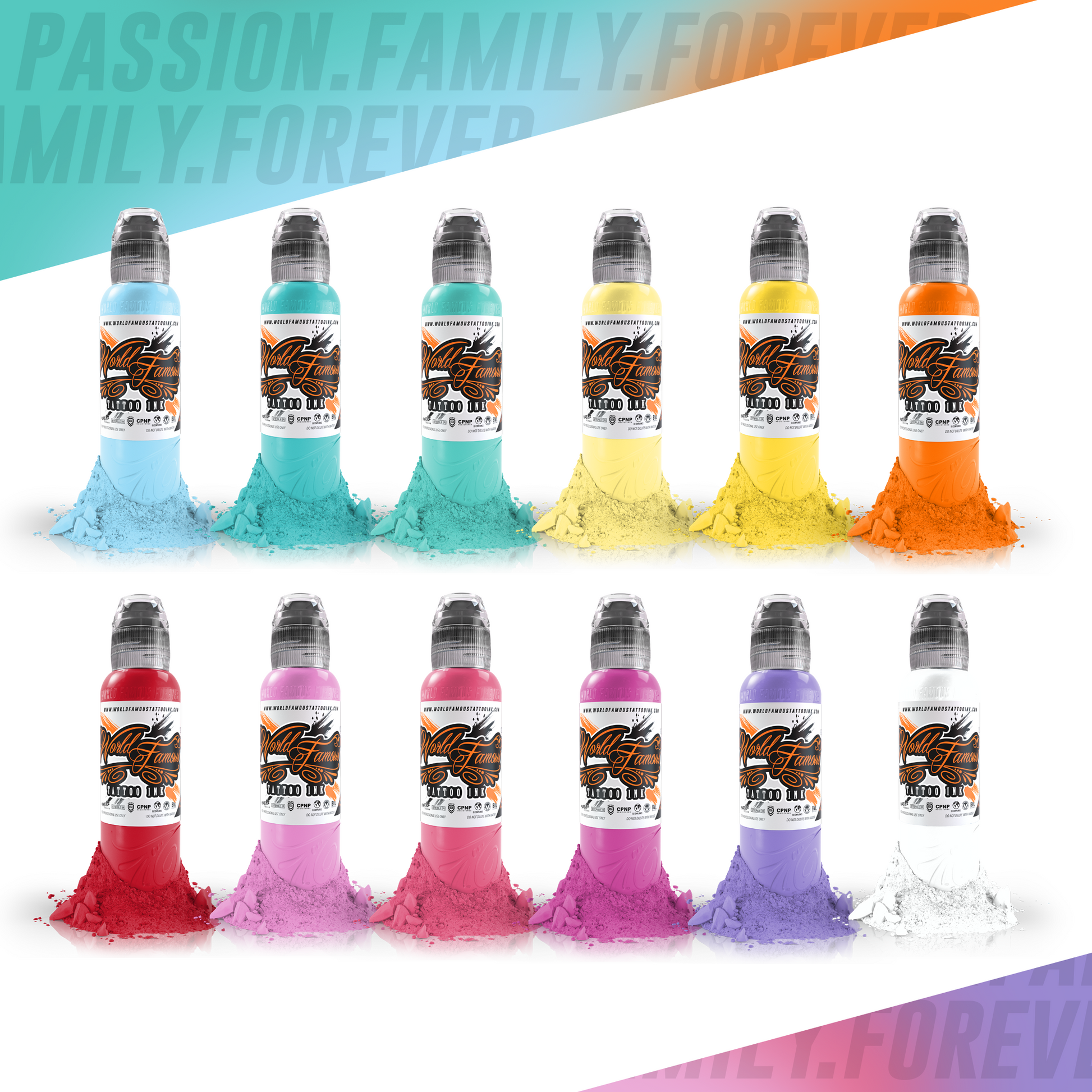 WORLD FAMOUS Tattoo Ink Make Set Pick Quantity & Color Bottle 1/2 oz  Authentic